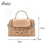 Acrylic Chain Women PU Leather Handbags Totes Bag Top-Handle Crossbody Bag