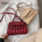 Acrylic Chain Women PU Leather Handbags Totes Bag Top-Handle Crossbody Bag