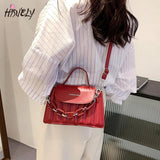 Acrylic Chain Women PU Leather Handbags Totes Bag Top-Handle Crossbody Bag