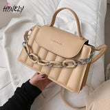 Acrylic Chain Women PU Leather Handbags Totes Bag Top-Handle Crossbody Bag