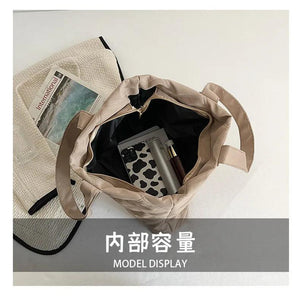 Canvas Shopper Shoulder Bag Women Soft Cotton Totes Bag Single Shoulder Handbag