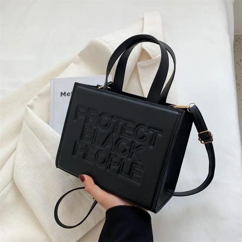 Letters Tote Bag Pu Leather Shoulder Crossbody Bags