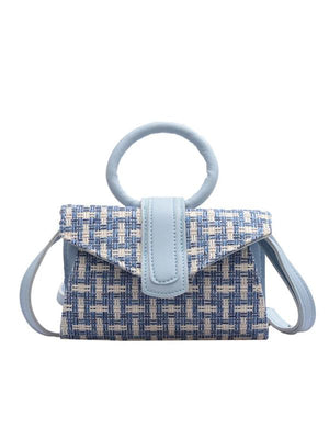 PU Contrast Handbag Woman Leather Shoulder Crossbody Bags Lady Braided Mini Wome