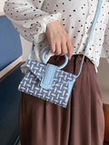 PU Contrast Handbag Woman Leather Shoulder Crossbody Bags Lady Braided Mini Wome
