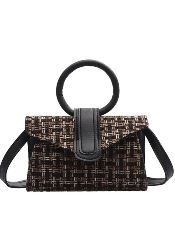 PU Contrast Handbag Woman Leather Shoulder Crossbody Bags Lady Braided Mini Wome