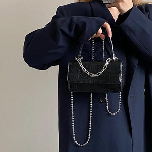 Crocodile Pattern Chain Crossbody Bag Vintage Women's Handbag