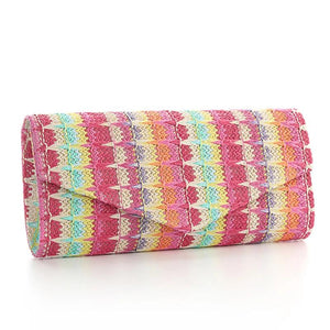 Colorful Clutches Lady Clutch Party Purse with Sliver Chain Messenger Bag