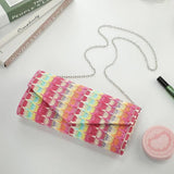 Colorful Clutches Lady Clutch Party Purse with Sliver Chain Messenger Bag
