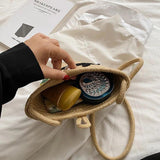 Girls Straw Beach Bag Woven Shoulder Bag Raffia Bucket Rattan Bags