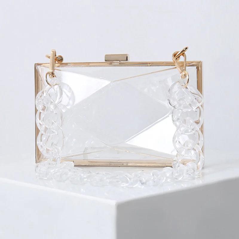 Clear Transparent PVC Resin Acrylic Bag Chain Candy Party Evening Geometric Shap