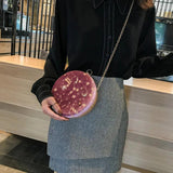 Starry Sky Shoulder Bag Chain Crossbody Embroidered Faux Suede Clutch Handbag