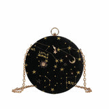 Starry Sky Shoulder Bag Chain Crossbody Embroidered Faux Suede Clutch Handbag