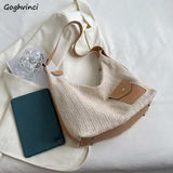 Vintage Straw Shoulder Bags Women Patchwork Underarm Bag