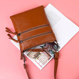 Women's Small Shoulder Bag Pu Leather Crossbody Bag Casual Women Multi-layer Mes