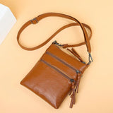 Women's Small Shoulder Bag Pu Leather Crossbody Bag Casual Women Multi-layer Mes