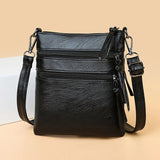 Women's Small Shoulder Bag Pu Leather Crossbody Bag Casual Women Multi-layer Mes
