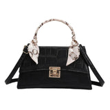 Small Orange Crocodile Pattern Leather Shoulder Bag