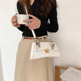 Small Orange Crocodile Pattern Leather Shoulder Bag