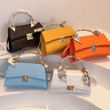 Small Orange Crocodile Pattern Leather Shoulder Bag