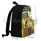 This Is Fine Dog Meme Outdoor Hiking Backpack Sports Bag