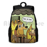 This Is Fine Dog Meme Outdoor Hiking Backpack Sports Bag