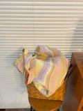 Rainbow Striped Shoulder Bag Tote Handbag