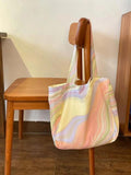 Rainbow Striped Shoulder Bag Tote Handbag