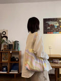 Rainbow Striped Shoulder Bag Tote Handbag
