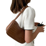 Crocodile Pattern Small Crossbody Bag Retro PU Leather Handbag