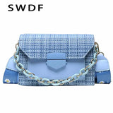 Chain Messenger Crossbody Bags Wide Strap Shoulder Bags