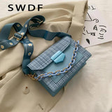 Chain Messenger Crossbody Bags Wide Strap Shoulder Bags