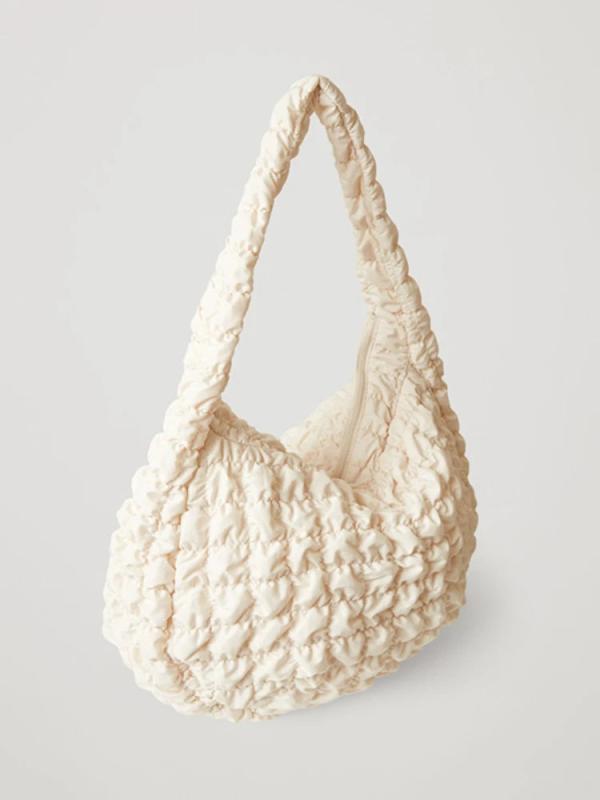 Casual Large Capacity Tote Shoulder Bag Quilted Nylon Handbag