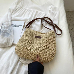 Straw Knitted Purses and Handbags Women Shoulder Bags Straw Woven Side Bag