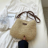 Straw Knitted Purses and Handbags Women Shoulder Bags Straw Woven Side Bag