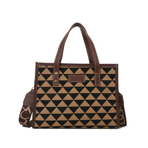 Vintage Checkered Tote Shoulder Bags for Women