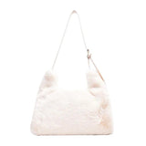 Faux Fur Shoulder Bag for Women Winter Solid Large Capacity Crossbody Bag