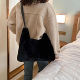 Faux Fur Shoulder Bag for Women Winter Solid Large Capacity Crossbody Bag