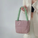 Shoulder Bags Women Hasp Panelled PU Soft Leather Square Handbag All-match