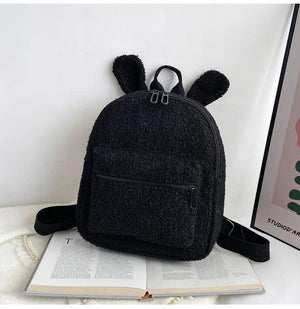 Girl Plush Rabbit Ear Backpack Baby Schoolbag