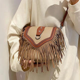 Vintage Tassel Pu Leather Crossbody Bag for Women