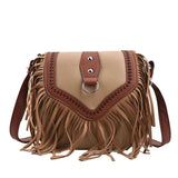 Vintage Tassel Pu Leather Crossbody Bag for Women