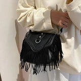 Vintage Tassel Pu Leather Crossbody Bag for Women
