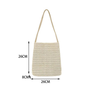 Large Capacity Shoulder Bags for Women Vintage Straw Bag Bucket Handbags