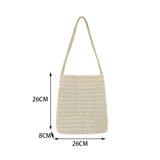 Large Capacity Shoulder Bags for Women Vintage Straw Bag Bucket Handbags