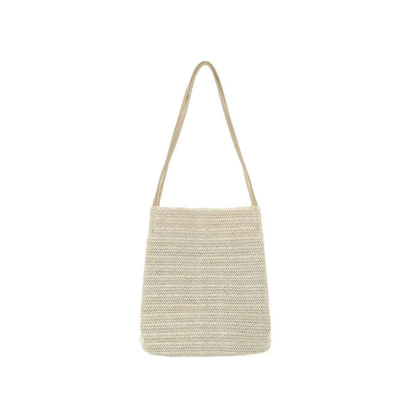 Large Capacity Shoulder Bags for Women Vintage Straw Bag Bucket Handbags