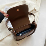 Vintage Saddle Bag for Women All-match Texture Pu Shoulder Crossbody Bags