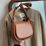 Vintage Saddle Bag for Women All-match Texture Pu Shoulder Crossbody Bags