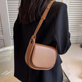 Vintage Saddle Bag for Women All-match Texture Pu Shoulder Crossbody Bags