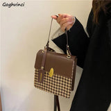 Vintage Houndstooth Shoulder Bag for Women