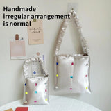 Retro Stuffed Cotton Small Shoulder Bag with Diamonds